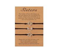 THINCAN Lot de 3 bracelets tissés faits à la main avec lune et étoile de soleil - Bijoux d'amitié réglables pour 3 meilleurs amis