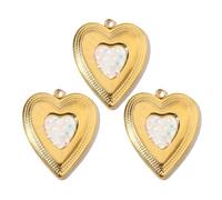THINCAN Lot de 3 breloques en acier inoxydable plaqué or avec cristaux français et pendentif en forme de cœur pour tous les jours