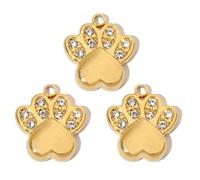 THINCAN Lot de 3 breloques en acier inoxydable plaqué or avec cristaux français et pendentif en forme de cœur pour tous les jours