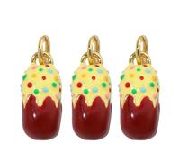 THINCAN Lot de 3 tiges portables pour attraper des gâteaux dorés avec un gâteau plaqué or et charme pour les projets d'artisanat