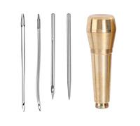 THINCAN Lot de 4/5 outils de couture pour cuir avec aiguille à crochet - Poignées ergonomiques en métal - Outil de réparation de chaussures en cuir - Pour la couture et le bricolage