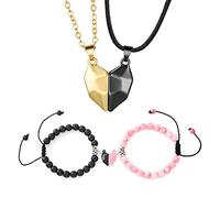 THINCAN Lot de 4 bracelets aimantés assortis pour les maîtres d'âme Bracelet magnétique Cadeau pour couple, petite amie, petit ami