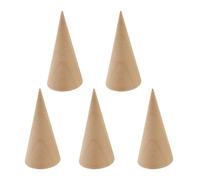 THINCAN Lot de 5 bagues en bois massif Présentoir en forme de cône Anneaux Bijoux Doigt Bijoux Support de présentation Porte-bijoux Simple Conique Emballage de bijoux et Présentoir Stack Showcase