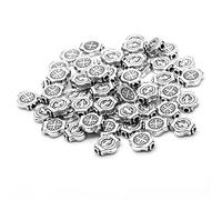 THINCAN Lot de 50 médailles vintage dorées et argentées Benoît - Pendentifs vintage - Perles tibétaines - Rondes plates - Pour la culture de bijoux, Acier allié