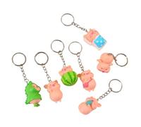 THINCAN Lot de 7 chaînes de clés de cochon tridimensionnel - Cochon coloré - Porte-clés en forme de cochon - Pendentif pour téléphone portable - Cadeau fait à la main pour les amoureux des animaux