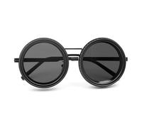 THINCAN Lunettes de soleil rondes élégantes rétro Steampunk avec cadre en acier Lunettes polarisées Lunettes de soleil de voyage pour hommes et femmes, a