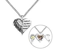THINCAN MEDA Collier Médecine Ailes d'ange en Argent pour Toujours Dans Mon Cœur Bijoux en Forme de Cœur Photo Chaîne Bijoux pour Femmes Filles