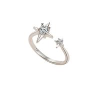 THINCAN Mignon Tempérament Frais Quatre Étoiles Lumière Zircon Ouverte Froide Simple Design de Niche Strass Bague pour Femmes Filles