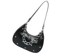 THINCAN Mode Averarm Bag PU Cuir Sacs à bandoulière Rivet Pratique Sac à main pour femme Le sac de mode pratique et stylé est à la recherche, Noir