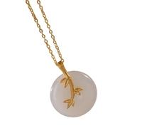 THINCAN Mode Beauté Naturelle Hotan Blanc Jade Collier Pendentif Style Bambou Avec Finition Plaqué Or Argent Utiliser Un Accessoire De Mode