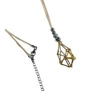 THINCAN Mode Réglable Cage en Métal Collier Porte-Cristal Pendentif Chaîne Arrière pour Hommes Femmes Accessoires de Bijoux élégants Bijoux en Cristal Naturel, Gold-color, Comme décrit, Comme décrit