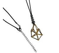 THINCAN Mode Réglable Cage en Métal Collier Porte-Cristal Pendentif Chaîne Arrière pour Hommes Femmes Accessoires de Bijoux élégants Bijoux en Cristal Naturel