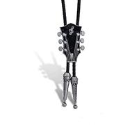 THINCAN Moranse Bolo Cravate Western Bolo Cravate Gaitar Cowboy Cuir Gaitar Musique Collier Cowboy Collier Moranse, Ancient Zinc Black D, taille unique