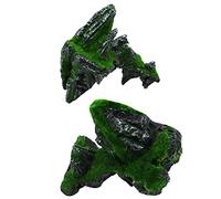 THINCAN Moss Mountain Aquarium Ornement Poisson pour Décoration de Réservoir Petits Terrains Paysage Bijoux pour Reptiles 2 Pack Floating Ro