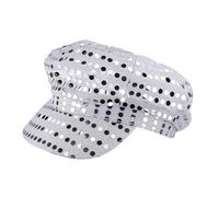 THINCAN Oxxggkao Glossy Silver Party Huit côtés S Ecure Wear Polyester Tissu pour Cosplay Jeu de rôle et utilisation théâtre Chapeau de festival scintillant