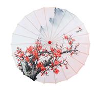 THINCAN Parasole oriental élégant avec cadre en bambou Parapluie en papier huilé pour mariage, AA, taille unique