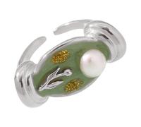 THINCAN Perles de fleurs élégantes gouttes de couleurs à l'huile anneaux réglables bagues légères bijoux accessoires floraux pour vos perles romantiques ouvertes, Comme décrit