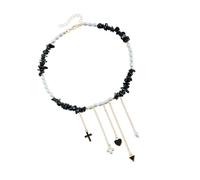 THINCAN Perles élégantes et chaîne en forme de cœur - Accessoire de bijoux confortable pour les peaux sensibles - Utilisation quotidienne