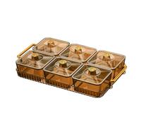 THINCAN Plats de service divisés 2/4/6 grilles avec couvercle, plateau à fruits, plateau à apéritif, boîte de rangement alimentaire, assiette pour les fêtes de mariage, les vacances