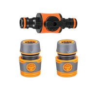 THINCAN Raccord rapide pour tuyau d'arrosage - 2 coupleurs femelles - 1 double valve d'arrêt - Surfaces antidérapantes - Pour tuyau de jardin extérieur