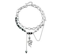 THINCAN Réglable Sombre Élégant Collier Chauffant Serpent Matériaux Alliage Bagues Style Gothique Accessoire pour Festivals de Musique Chauffage Serpent Fête Bijoux Bijoux, taille unique, Comme décrit