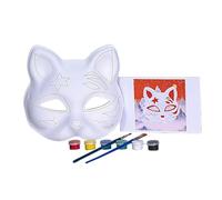THINCAN Renards Masque Visage Halloween Cosplay Masque Visage Mascarade Couverture Visage Chat Peint à la Main Couverture Visage Non Peint Couverture Visage
