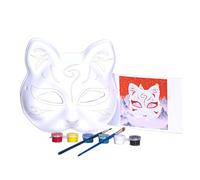 THINCAN Renards Masque Visage Halloween Cosplay Masque Visage Mascarade Couverture Visage Chat Peint à la Main Couverture Visage Non Peint Couverture Visage