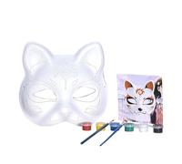 THINCAN Renards Masque Visage Halloween Cosplay Masque Visage Mascarade Couverture Visage Chat Peint à la Main Couverture Visage Non Peint Couverture Visage