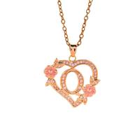 THINCAN Romantique Fleurs Initiales Pendentif Collier Chaîne en Laiton Sorcier Cutout Cœur Charme Mode Bijoux Cadeau Mode Layering Collier Accessoire, taille unique, Comme décrit, Comme décrit