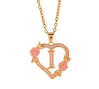 THINCAN Romantique Fleurs Initiales Pendentif Collier Chaîne en Laiton Sorcier Cutout Cœur Charme Mode Bijoux Cadeau Mode Layering Collier Accessoire, taille unique, Comme décrit, Comme décrit