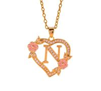 THINCAN Romantique Fleurs Initiales Pendentif Collier Chaîne en Laiton Sorcier Cutout Cœur Charme Mode Bijoux Cadeau Mode Layering Collier Accessoire, taille unique, Comme décrit, Comme décrit