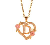 THINCAN Romantique Fleurs Initiales Pendentif Collier Chaîne en Laiton Sorcier Cutout Cœur Charme Mode Bijoux Cadeau Mode Layering Collier Accessoire, taille unique, Comme décrit, Comme décrit