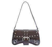 THINCAN Sac à main à la mode pour femmes en cuir PU Sacs à bandoulière inquiets Sac de soirée pour les dates et les activités de plein air Sac à main en cuir PU, café