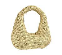 THINCAN Sac de plage léger fait main pour femme Sac à main en paille Mode Vocation Top pour les aventures en plein air City Sac de loisirs, beige