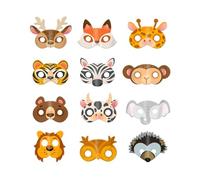 THINCAN Safaris Adventure Kids Party Masque 12 motifs d'animaux en papier colorés pour jeux créatifs et événement Halloween problèmes de Noël