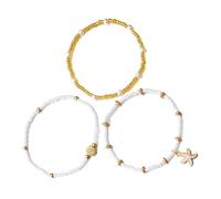 THINCAN Style côtier Ensemble de bijoux de vacances Collier de perles naturelles Bracelet Chaîne Cordon extensible Matériaux en alliage robuste Bijoux océaniques pour femmes, taille unique, comme