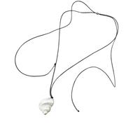 THINCAN Style de plage - Collier avec pendentif en forme de coque naturelle - Pour superposer une tenue - Corde en cuir synthétique - Longueur réglable - Perles - Entretoises - Bijoux en coquillages