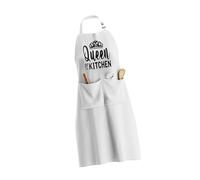 THINCAN Tablier en polyester Sangle de cou réglable pour cuisinier Roi Reine Monsieur Mme Lettre Couple Imprimé Saint-Valentin Cadeau Lettre Impression, d, taille unique
