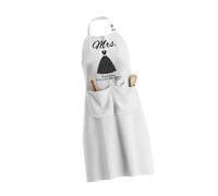 THINCAN Tablier en polyester Sangle de cou réglable pour cuisinier Roi Reine Monsieur Mme Lettre Couple Imprimé Saint-Valentin Cadeau Lettre Impression, b, taille unique