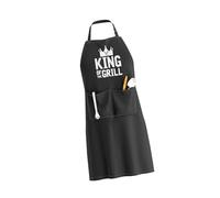THINCAN Tablier en polyester Sangle de cou réglable pour cuisinier Roi Reine Monsieur Mme Lettre Couple Imprimé Saint-Valentin Cadeau Lettre Impression, c, taille unique