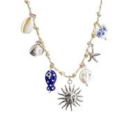 THINCAN Trendy Beach Styles Parure de bijoux 16 pendentifs océaniques sur chaîne en cuivre robuste Finition ton usure confortable Style plage Style de plage Pendentif Tortues, taille unique, Comme