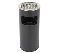 THINFAR Poubelle avec Cendrier, Cendrier sur Pied en Acier Inox avec Poubelle, Poubelle Cendrier Hauteur 60 cm (Noir - 1pc)