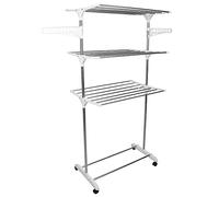 THINFAR Sechoir à Linge, Étendoir séchoir à Linge, étendoir Pliable Ailes latérales sur 3 Niveaux-Grande Capacité (75 * 44 * 158 Acier Inoxydable)