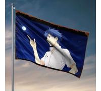 Things For Boys Room A Boy In A White Shirt Points To The Moon Drapeau pour dortoir Décorations extérieures amusantes pour terrasse (60 x 90 cm)