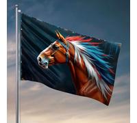 Things For Boys Room A Horse With Red, White and Blue Mane. Drapeau pour dortoir Décorations extérieures amusantes pour terrasse (152 x 244 cm)