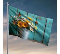 Things For Boys Room Flowers In A Bucket With Butterflies. Drapeaux pour chambre à coucher Décoration de terrasse (120 x 180 cm)