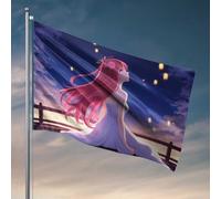 Things For Boys Room Girl In White Dress with Floating Lanterns Flag Yard Art Beer Decorations for Man Cave (60 x 90 cm)