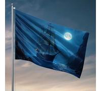 Things For Boys Room Night Voyage Under The Full Moon Flag Yard Art Beer Decorations For Man Cave (30 x 45 cm)