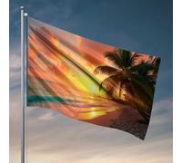 Things For Boys Room Sunset On The Beach with Palm Trees Flag Yard Art Beer Decorations For Man Cave (152 x 244 cm)