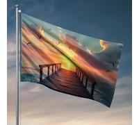 Things For Boys Room Sunset Serenity On The Dock Drapeau Yard Art Bière Décorations pour Homme Cave (30 x 45 cm)